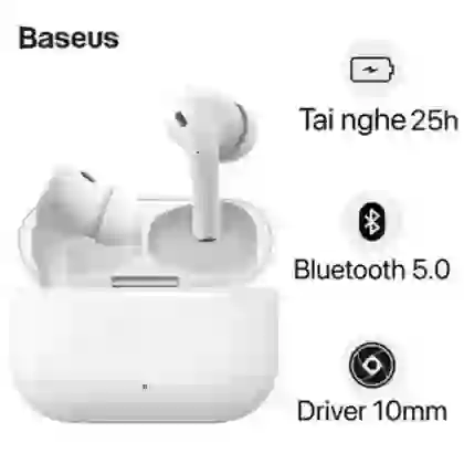 TAI NGHE KHÔNG DÂY BASEUS ENCOK W3 - TRẮNG 1